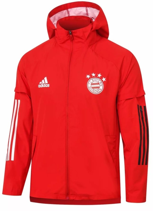 Jaqueta corta vento oficial Adidas Bayern de Munique 2020 2021 vermelha